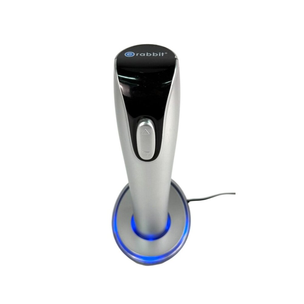 Rabbit Electric Wine Opener W9200 W/ Blue Lighted Charging Base Silver